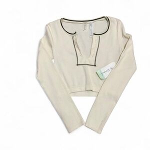 Stylish Cream Long Sleeve Crop Top